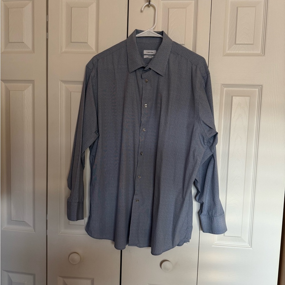 Calvin Klein Blue, Regular Fit, Stretch Shirt 17.5 Neck, 32/33 Sleeve